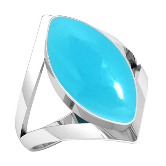 925 Sterling Silver Women Jewelry Natural Blue Chalcedony Ring