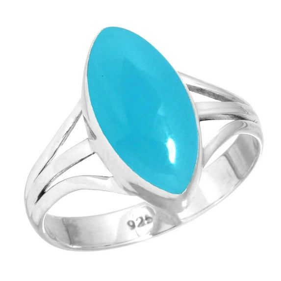 925 Sterling Silver Women Jewelry Natural Blue Chalcedony Ring
