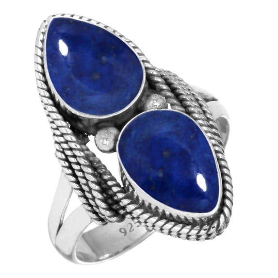 Natural Lapis Women Jewelry 925 Sterling Silver Ring