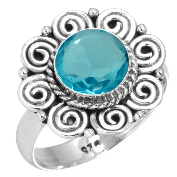 925 Sterling Silver Ring Blue Quartz Handmade Jewelry