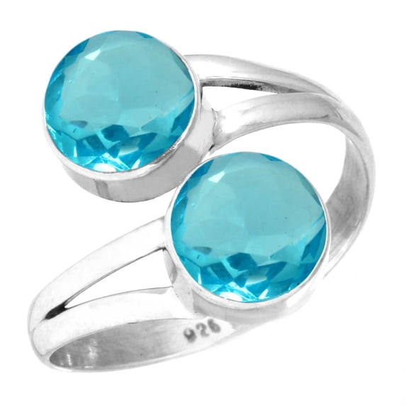 925 Sterling Silver Women Jewelry Blue Quartz Ring