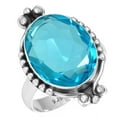 thumbnail image 1 of 925 Sterling Silver Ring For Women - Girls Blue Quartz Gemstone Silver Ring Size 8 December Birthstone Handmade Silver Ring Size 8 Anniversary - Gift For Women 925 Silver Gemstone Jewelry, 1 of 5