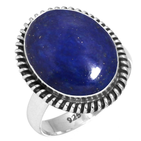 925 Sterling Silver Ring For Women - Girls Blue Real Lapis Lazuli Gemstone Silver Ring Size 12.5 September Birthstone Silver Ring Size 12.5 Engagement Gift For Ladies Gemstone 925 Silver Jewelry
