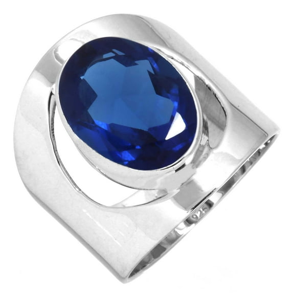 925 Sterling Silver Ring For Women - Girls Blue Sapphire Simulated Gemstone Silver Ring September Birthstone Fashion Silver Ring Size 13 Valentine's Day Gift For Women 925 Silver Gemstone Jewelry