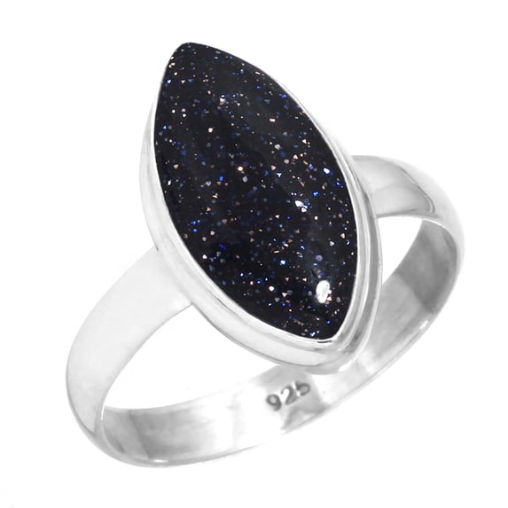 Blue Sunstone Ring 925 Sterling Silver Handmade Jewelry