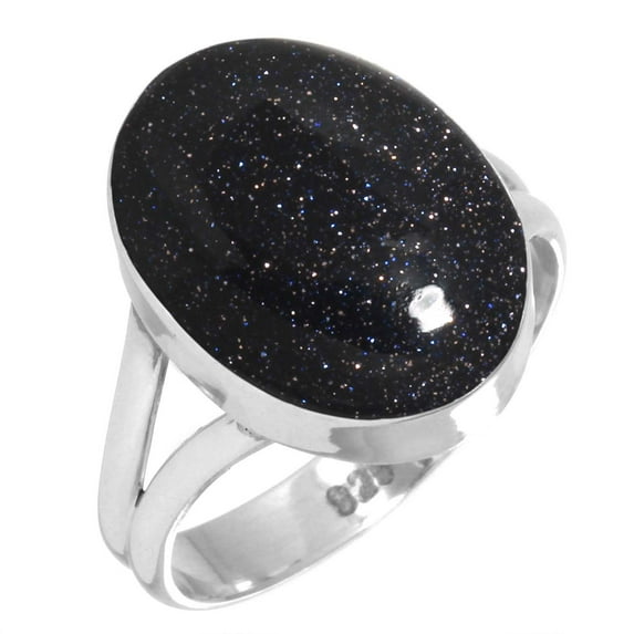 925 Sterling Silver Ring For Women - Girls Blue Sunstone Gemstone Silver Ring Size 7.5 Costume Silver Ring Size 7.5 Valentine's Day Gift For Women 925 Silver Gemstone Jewelry