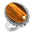 thumbnail image 1 of 925 Sterling Silver Ring For Women - Girls Brown Real Tiger Eye Gemstone Silver Ring Size 9 June Birthstone Simple Silver Ring Size 9 Wedding Gift For Women 925 Silver Gemstone Jewelry, 1 of 6