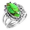 thumbnail image 1 of 925 Sterling Silver Women Jewelry Copper Green Turquoise Ring, 1 of 6