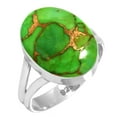 thumbnail image 1 of 925 Sterling Silver Ring For Women - Girls Copper Green Turquoise Gemstone Silver Ring Size 6.5 Hand Made Silver Ring Size 6.5 Wedding Gift For Ladies Gemstone 925 Silver Jewelry, 1 of 6