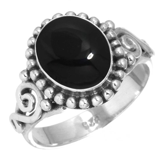 Natural Black Onyx Ring 925 Sterling Silver Handmade Jewelry