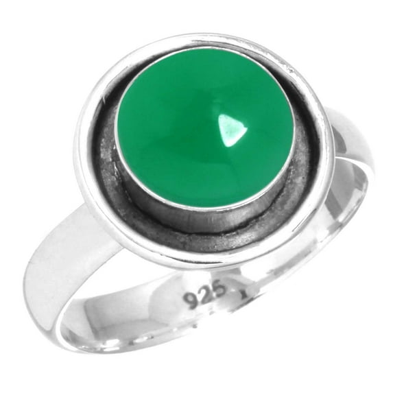 925 Sterling Silver Women Jewelry Natural Green Onyx Ring