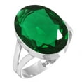 thumbnail image 1 of 925 Sterling Silver Ring For Women - Girls Green Emerald Simulated Gemstone Silver Ring Size 10 May Birthstone Fashion Silver Ring Size 10 Thanksgiving Gift For Mother Gemstone 925 Silver Jewelry, 1 of 5