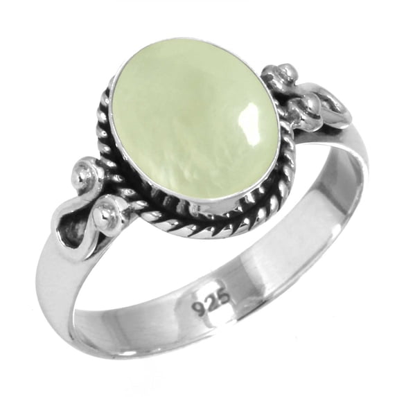 Natural Prehnite Women Jewelry 925 Sterling Silver Ring