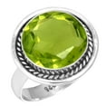 thumbnail image 1 of 925 Sterling Silver Ring For Women - Girls Green Peridot Quartz Gemstone Silver Ring Size 10 August Birthstone Elegant Silver Ring Size 10 Cocktail Party Gift For Women 925 Silver Gemstone Jewelry, 1 of 5