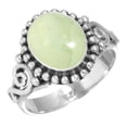 thumbnail image 1 of 925 Sterling Silver Ring Natural Prehnite Handmade Jewelry, 1 of 6