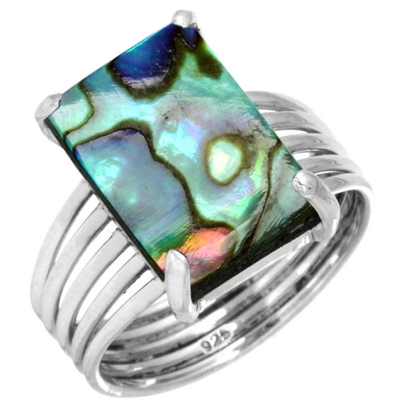 925 Sterling Silver Ring Natural Abalone Shell Handmade Jewelry