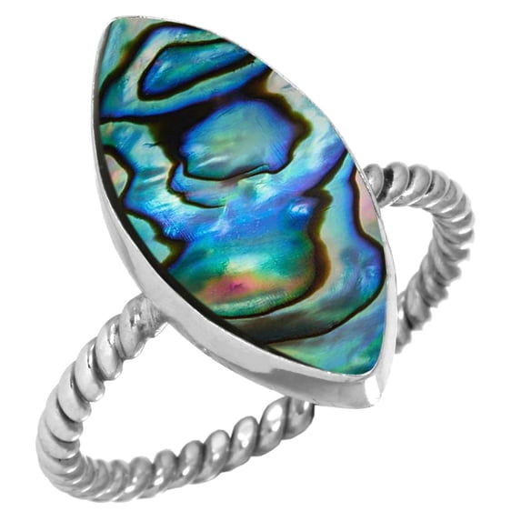 Natural Abalone Shell Ring 925 Sterling Silver Handmade Jewelry