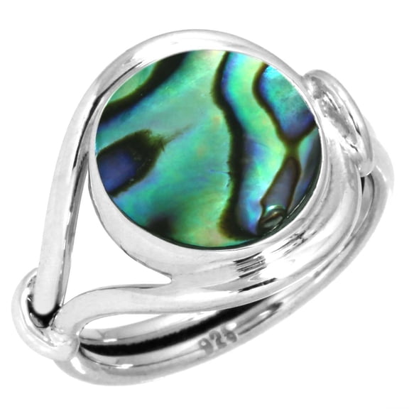 925 Sterling Silver Ring For Women - Girls Multicolor Natural Abalone Shell Gemstone Silver Ring Size 8 Boho Silver Ring Size 8 Engagement Gift For Women 925 Silver Gemstone Jewelry