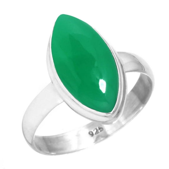 925 Sterling Silver Ring For Women - Girls Natural Green Onyx Gemstone Silver Ring Size 6 May Birthstone Handmade Silver Ring Size 6 Valentine's Day Gift For Wife Gemstone 925 Silver Jewelry