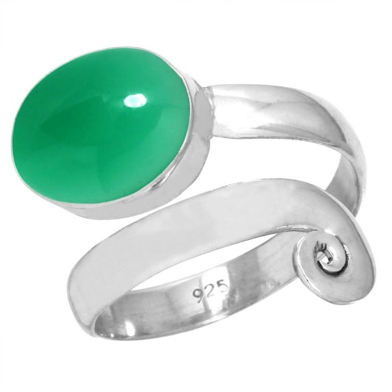 925 Sterling Silver Ring Natural Green Onyx Handmade Jewelry