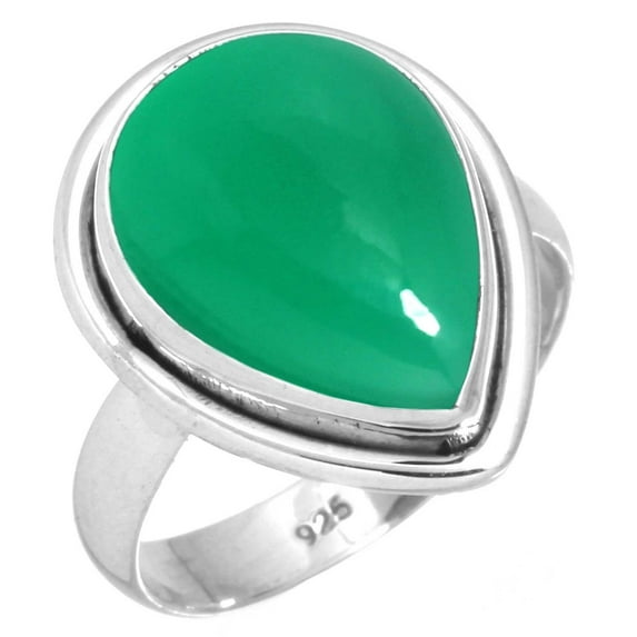 Natural Green Onyx Ring 925 Sterling Silver Handmade Jewelry