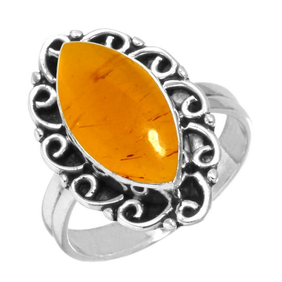 Amber Women Jewelry 925 Sterling Silver Ring
