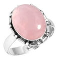 thumbnail image 1 of 925 Sterling Silver Ring For Women - Girls Pink Rose Quartz Gemstone Silver Ring Size 10 January Birthstone Hand Made Silver Ring Size 10 Wedding Gift For Women 925 Silver Gemstone Jewelry, 1 of 5