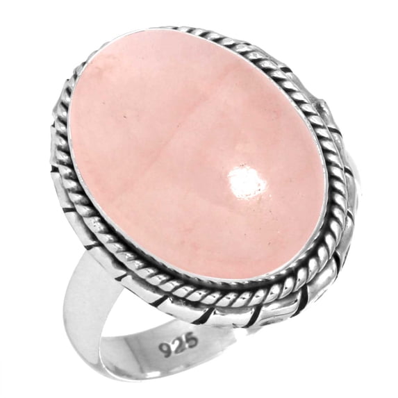 925 Sterling Silver Ring For Women - Girls Pink Rose Quartz Gemstone Silver Ring Size 12.5 January Birthstone Hand Made Silver Ring Size 12.5 Wedding Gift For Sister Gemstone 925 Silver Jewelry
