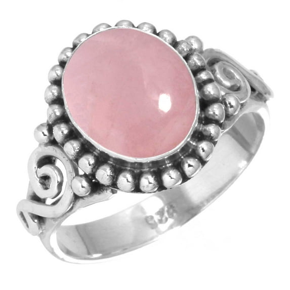 925 Sterling Silver Ring Rose Quartz Handmade Jewelry
