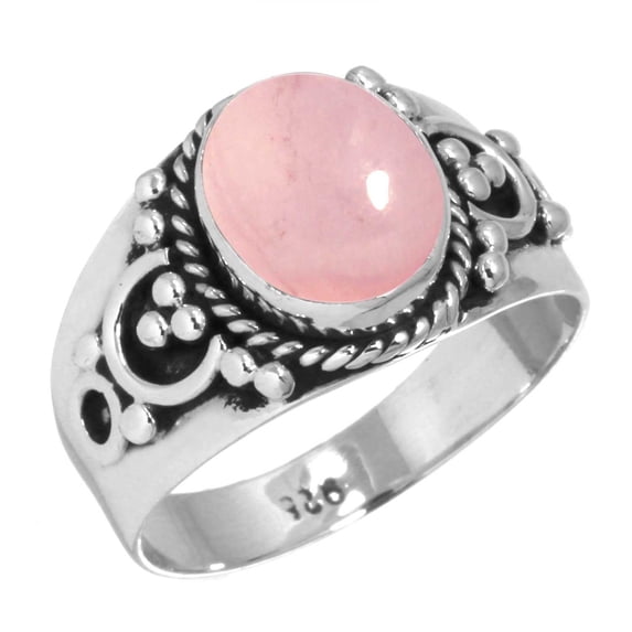 925 Sterling Silver Ring Rose Quartz Handmade Jewelry