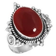 thumbnail image 1 of 925 Sterling Silver Ring For Women - Girls Red Garnet Quartz Gemstone Silver Ring Size 5 January Birthstone Hand Made Silver Ring Size 5 Wedding Gift For Ladies Gemstone 925 Silver Jewelry, 1 of 5