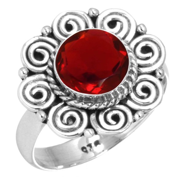 925 Sterling Silver Ring Ruby Simulated Handmade Jewelry