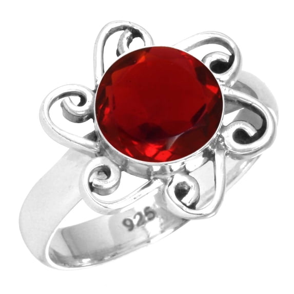 925 Sterling Silver Ring Ruby Simulated Handmade Jewelry