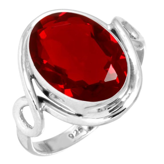 925 Sterling Silver Ring For Women - Girls Red Ruby Simulated Gemstone Silver Ring Size 11 July Birthstone Hand Made Silver Ring Size 11 Engagement Gift For Wife Gemstone 925 Silver Jewelry