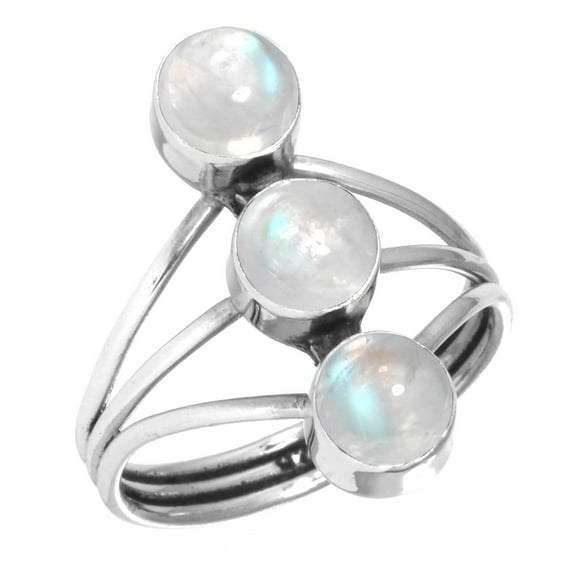 Natural Rainbow Moonstone Women Jewelry 925 Sterling Silver Ring
