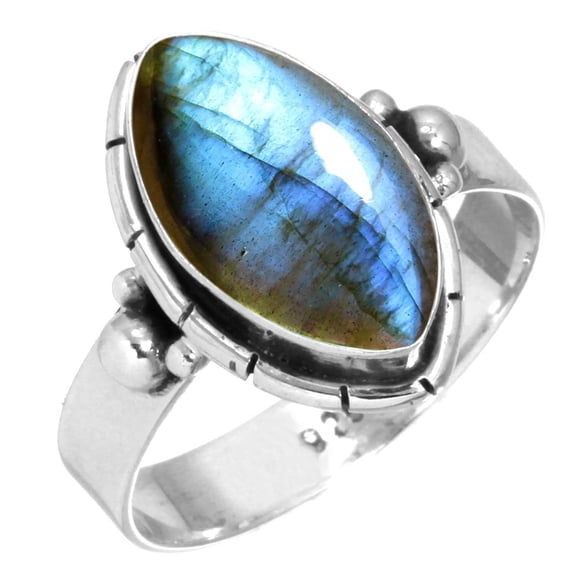 Natural Labradorite Ring 925 Sterling Silver Handmade Jewelry