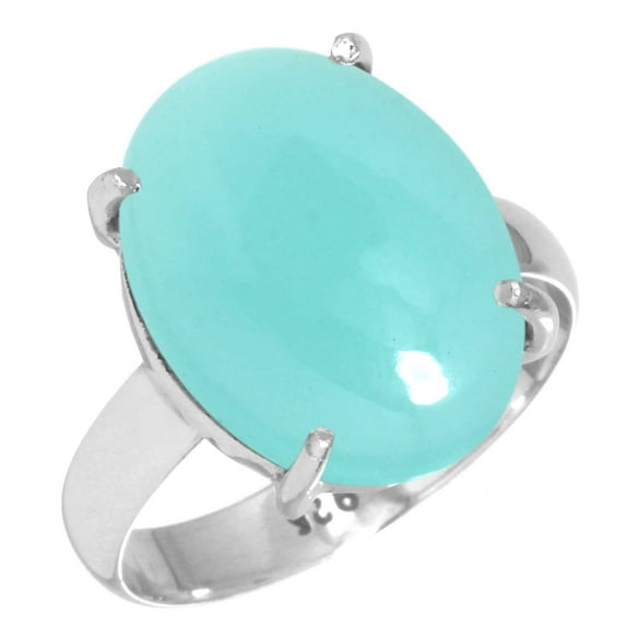 925 Sterling Silver Ring Natural Aqua Chalcedony Handmade Jewelry