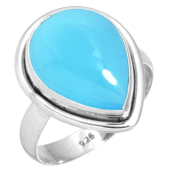 Natural Blue Chalcedony Women Jewelry 925 Sterling Silver Ring