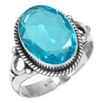 thumbnail image 1 of 925 Sterling Silver Ring For Women - Men Blue Quartz Gemstone Silver Ring Size 5 December Birthstone Hand Made Silver Ring Size 5 Engagement Gift For Wife 925 Silver Gemstone Jewelry, 1 of 5