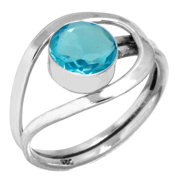 Blue Quartz Women Jewelry 925 Sterling Silver Ring