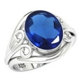 thumbnail image 1 of 925 Sterling Silver Women Jewelry Blue Sapphire Simulated Ring, 1 of 9