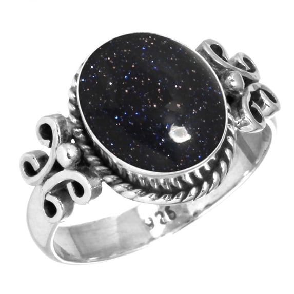 925 Sterling Silver Women Jewelry Blue Sunstone Ring