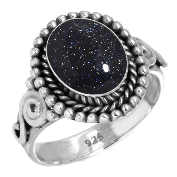 925 Sterling Silver Women Jewelry Blue Sunstone Ring