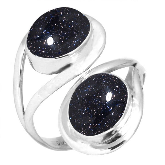 925 Sterling Silver Ring Blue Sunstone Handmade Jewelry