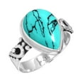 thumbnail image 1 of 925 Sterling Silver Ring For Women - Men Blue Turquoise Gemstone Silver Ring Size 11.5 December Birthstone Boho Silver Ring Size 11.5 Wedding Gift For Sister Gemstone 925 Silver Jewelry, 1 of 6