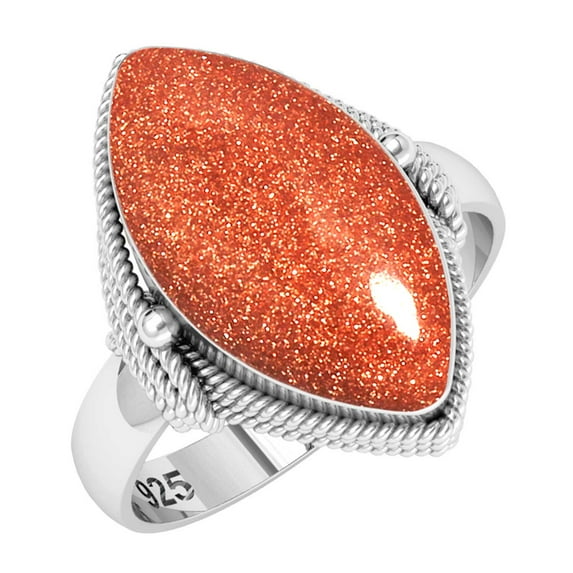 925 Sterling Silver Ring Gold Stone Handmade Jewelry