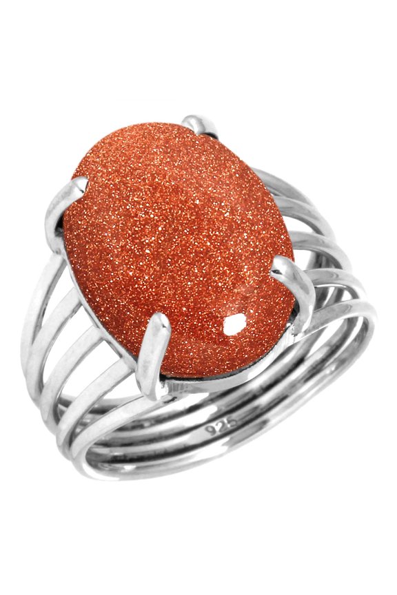 925 Sterling Silver Women Jewelry Gold Stone Ring