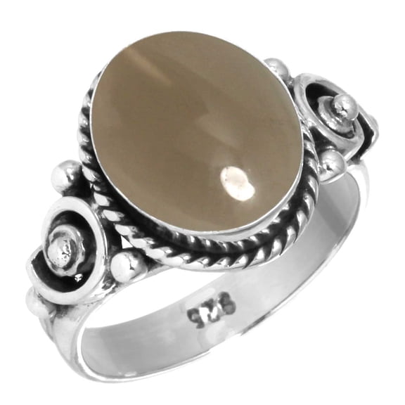925 Sterling Silver Ring For Women - Men Brown Smoky Topaz Gemstone Silver Ring Size 5 June Birthstone Boho Silver Ring Size 5 Christmas - Gift For Mom Gemstone 925 Silver Jewelry
