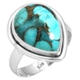 thumbnail image 1 of 925 Sterling Silver Women Jewelry Copper Blue Turquoise Ring, 1 of 6