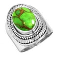 thumbnail image 1 of 925 Sterling Silver Ring For Women - Men Copper Green Turquoise Gemstone Silver Ring Size 11 Hand Made Silver Ring Size 11 Wedding Gift For Wife 925 Silver Gemstone Jewelry, 1 of 6